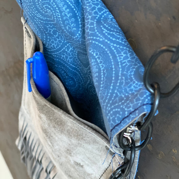 Embroidered Heron Clip Bag