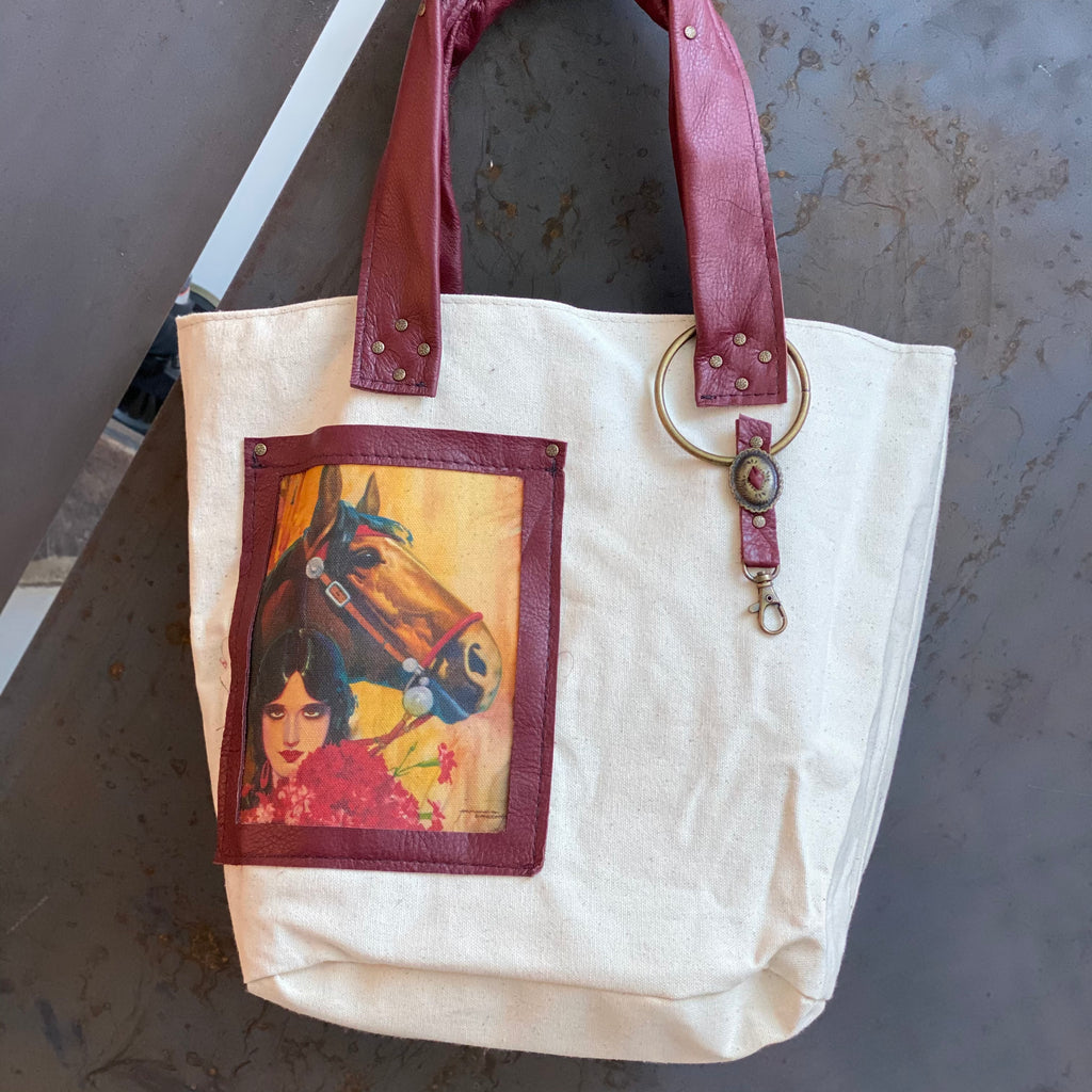 Canvas Horse and Lady Shopper